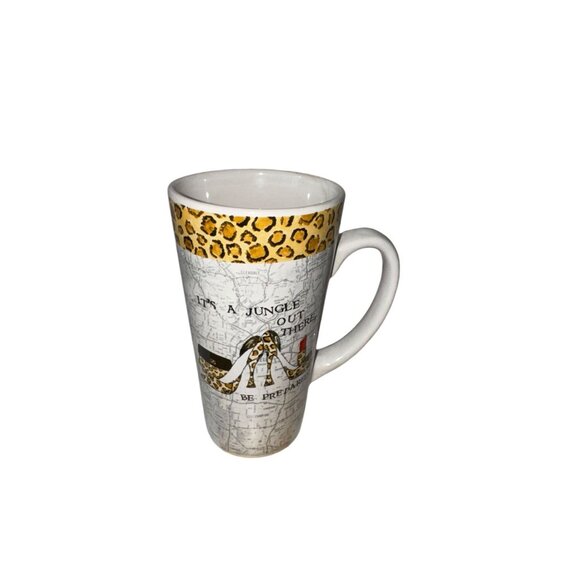 Ceramic Jungle-Themed Mug With Leopard Print & Map Design - Picture 8 of 13